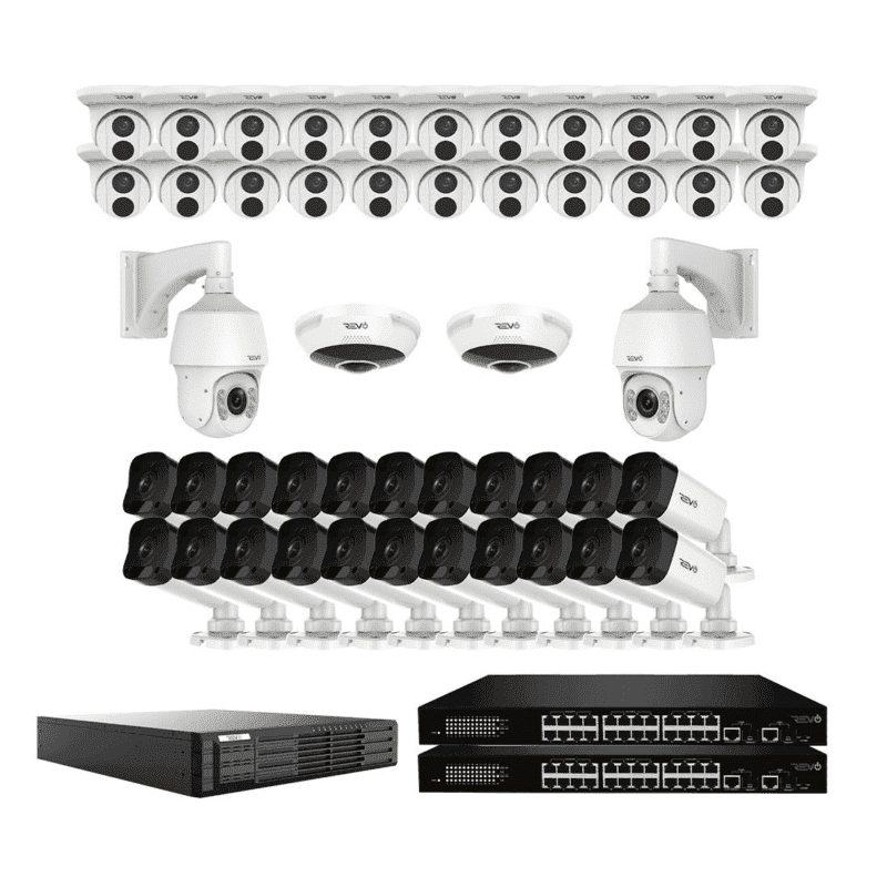 Revo Ultra Plus 64CH Commercial Grade NVR Surveillance System with 48 Security Cameras